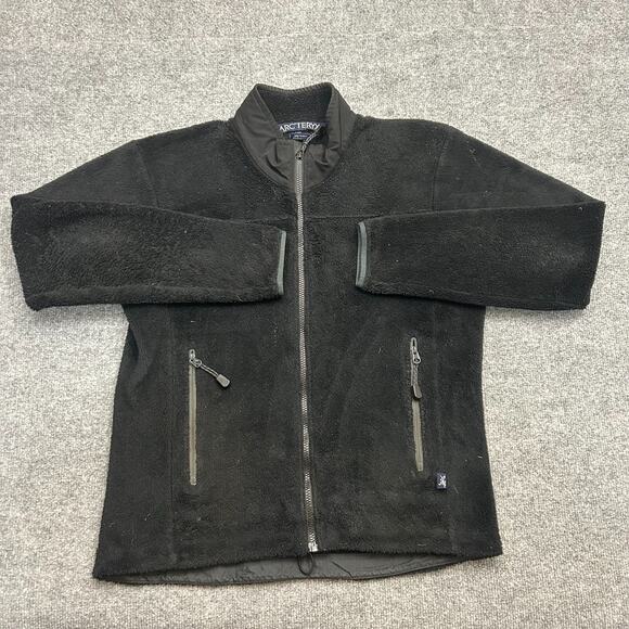 Arc'Teryx Fleece Jacket Mens Medium Black Pockets Mock Neck Polartec Full Zip